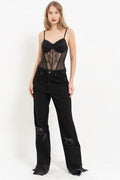 KIKIRIKI Askılı Çıtçıtlı Dantel Bodysuit