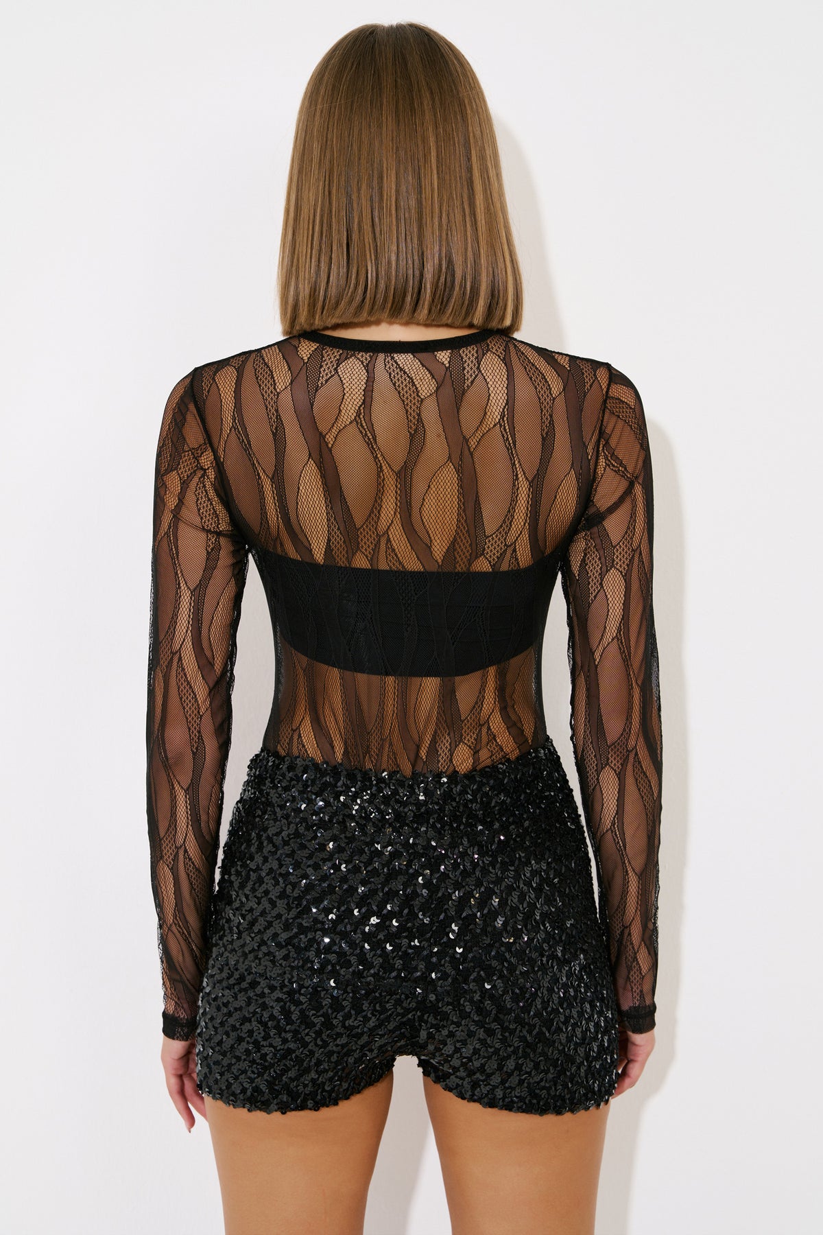 Çıt Çıtlı Transparan File Bodysuit
