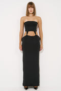Straplez Cutout Detaylı Maxi Elbise