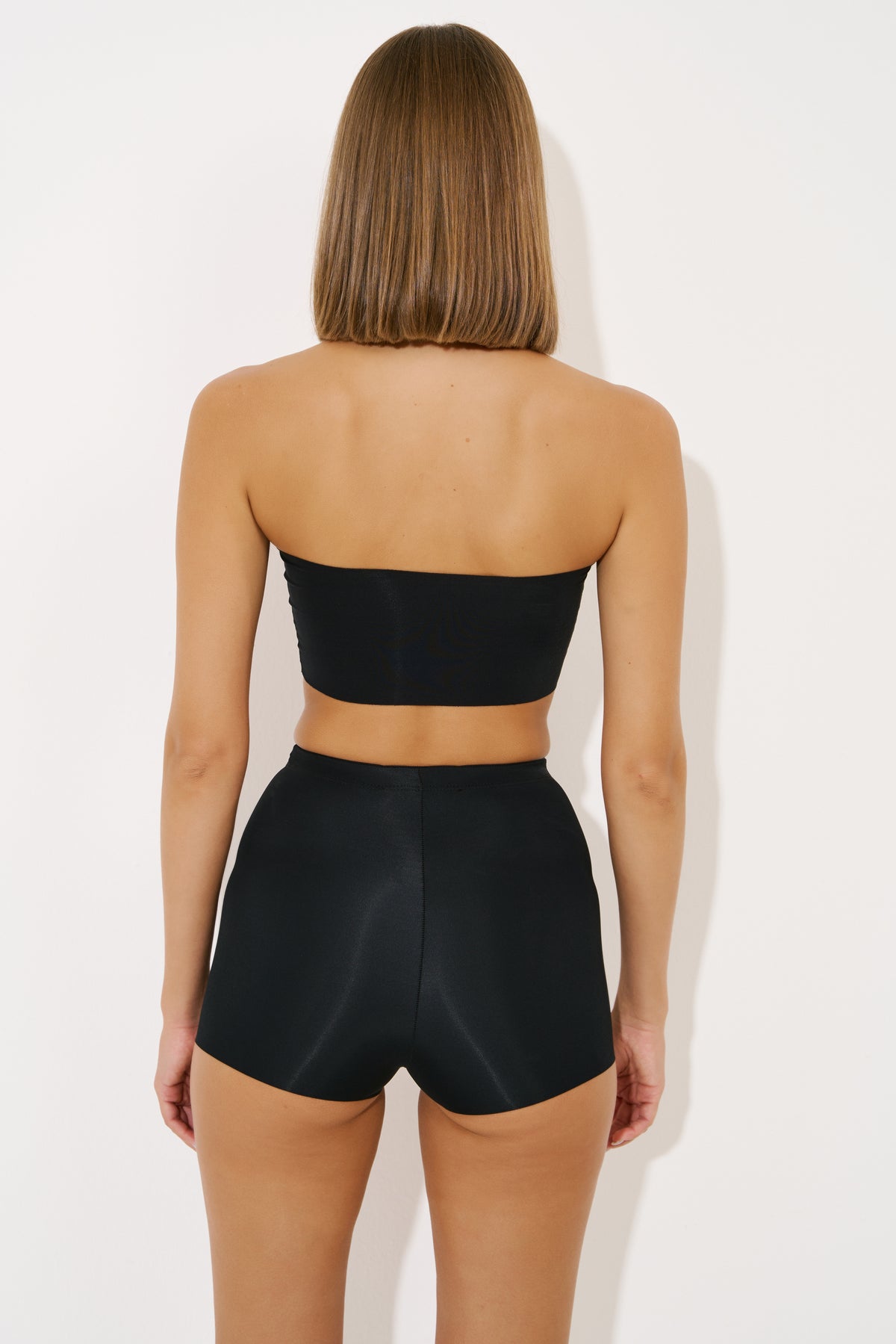 Yüksek Bel Mini Korse Şort - Black arka yakın