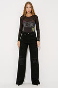 Paçası Yırtmaç Detaylı Kot Pantolon - Black duruş