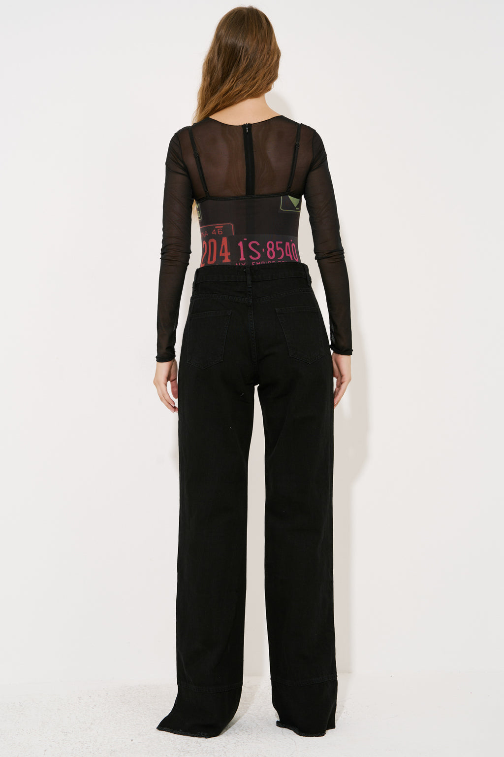 Paçası Yırtmaç Detaylı Kot Pantolon - Black arka