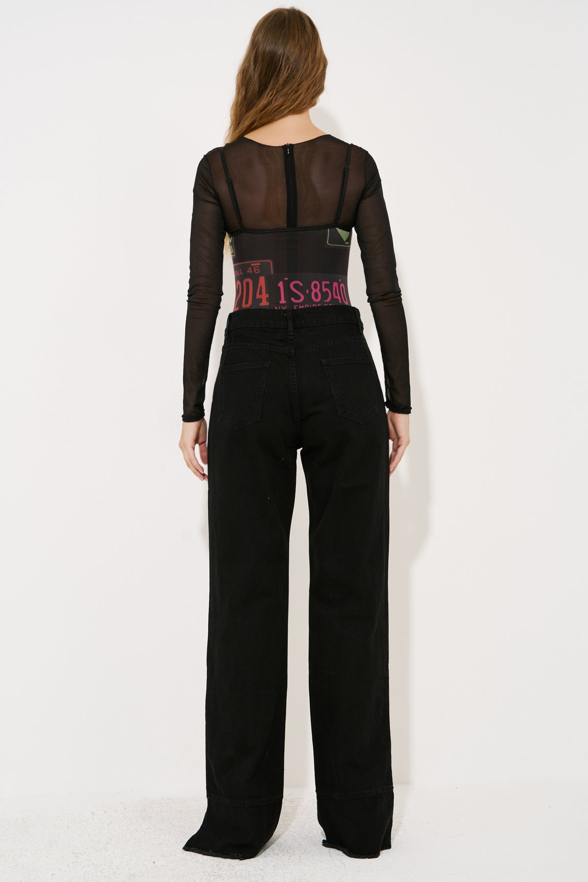 Paçası Yırtmaç Detaylı Kot Pantolon - Black arka