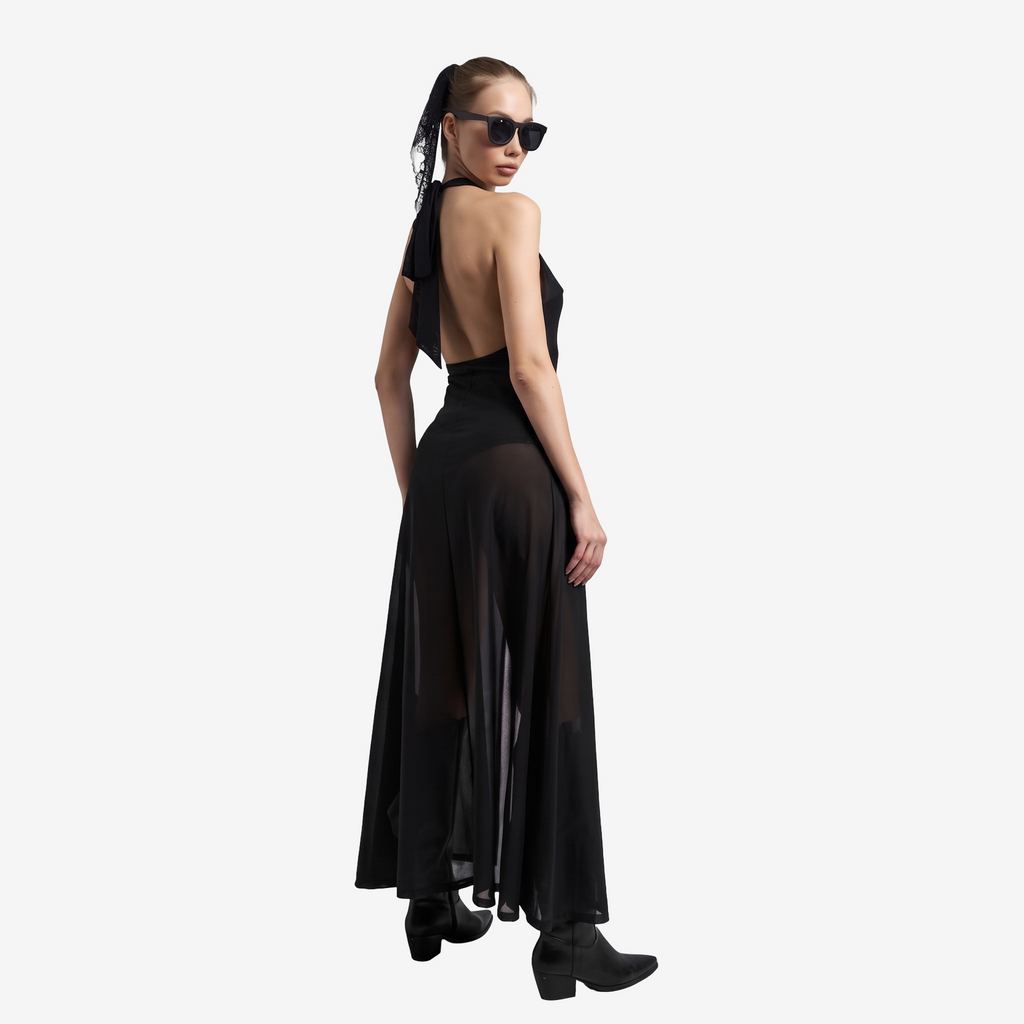 Transparan Uzun Kimono Elbise