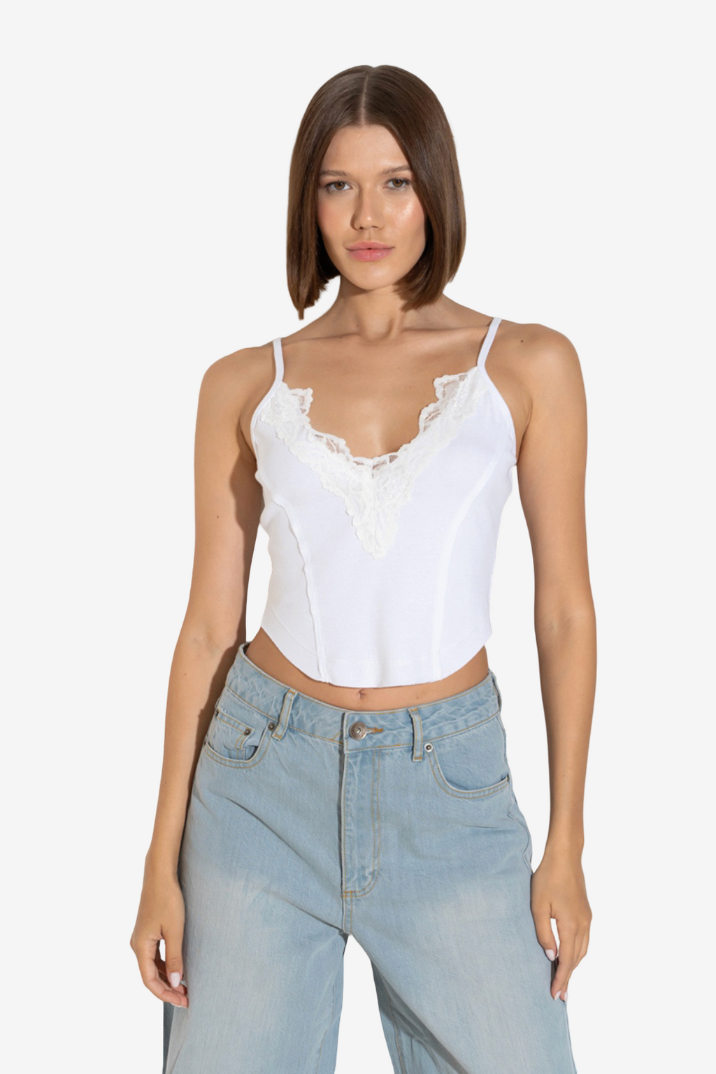 Askılı Dantelli Crop Atlet