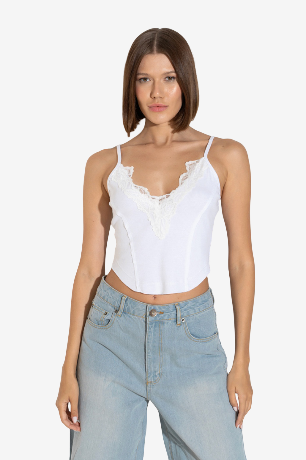 Askılı Dantelli Crop Atlet