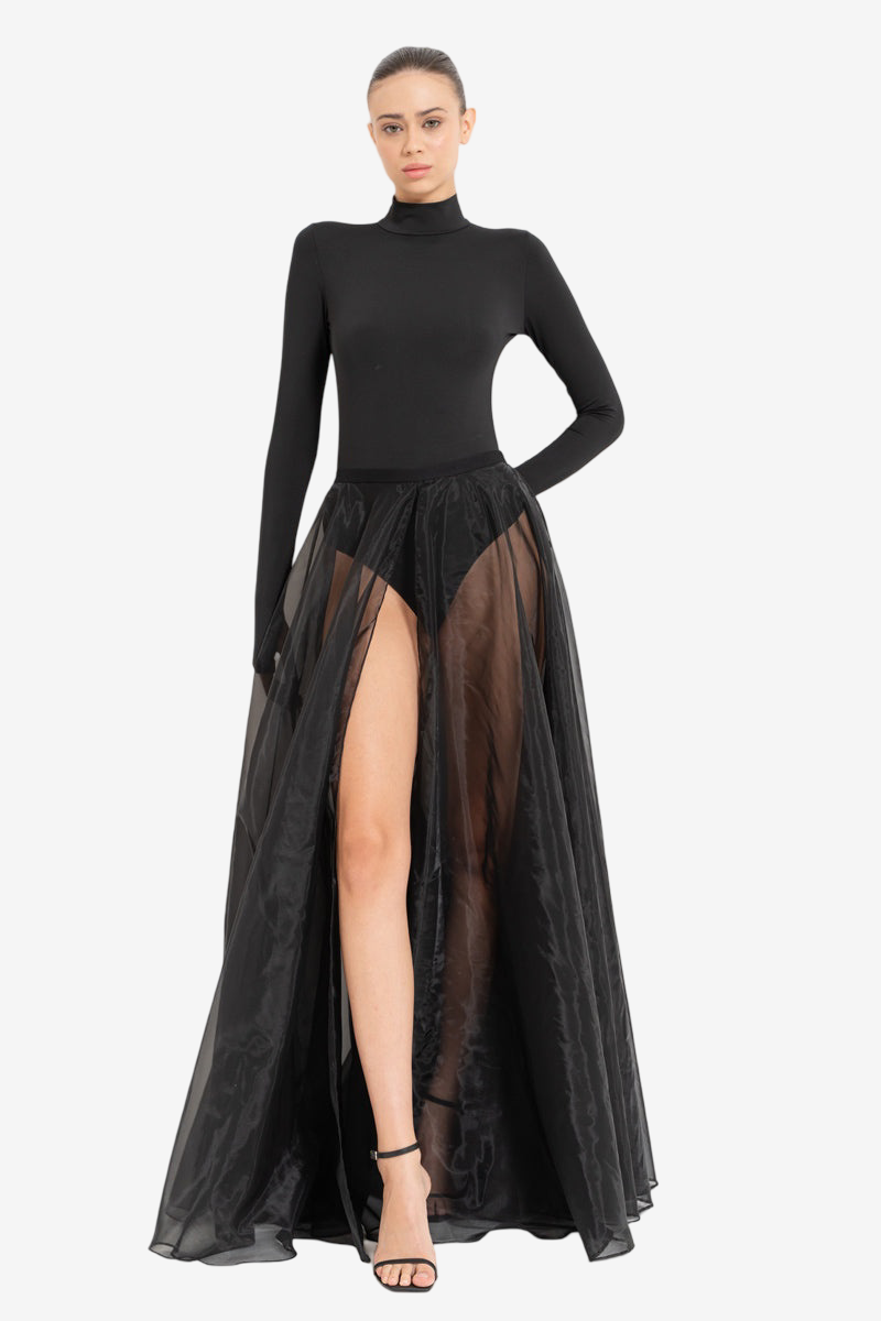 Parmak Detaylı Balıkçı Yaka Bodysuit