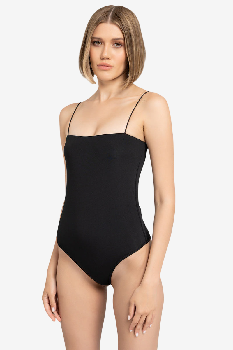İp Askılı Bodysuit - Black