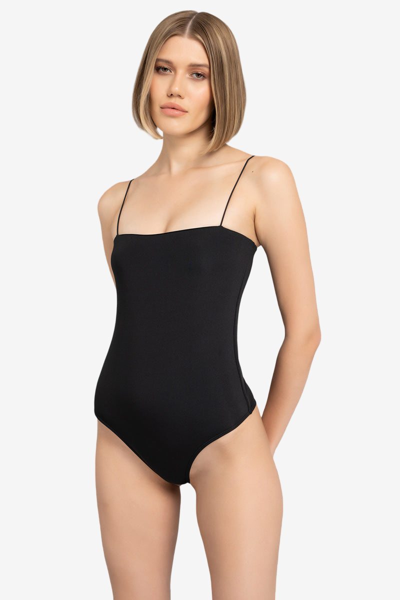 İp Askılı Bodysuit - Black