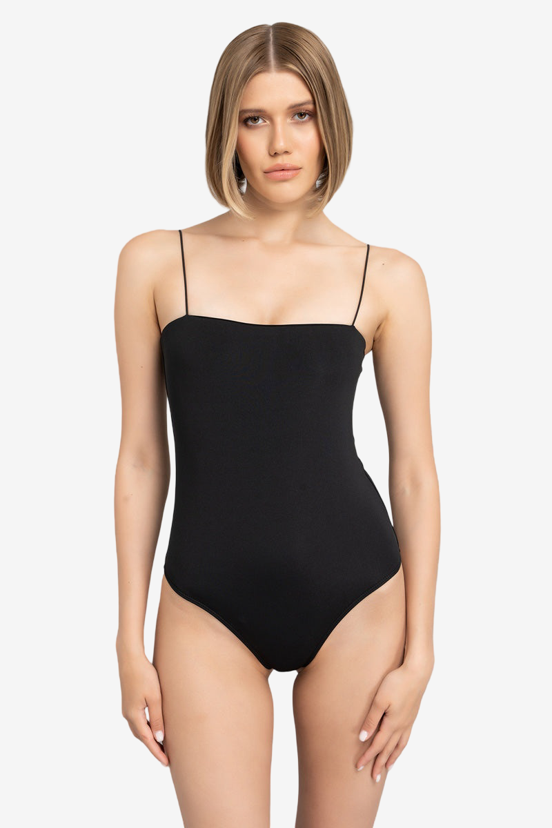 İp Askılı Bodysuit - Black